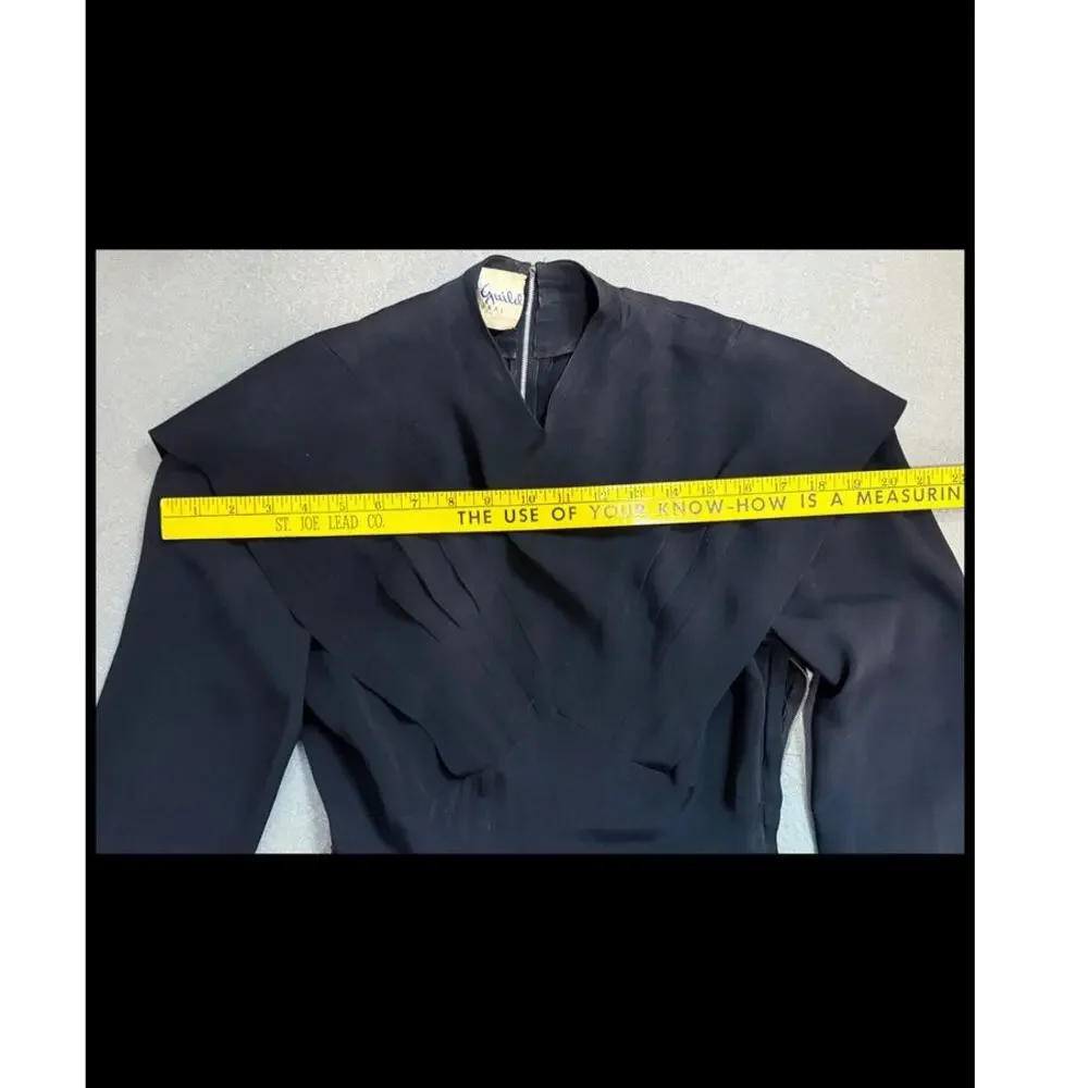 Vintage Junior Guild Original crepe black dress XS/S 1940's pristine - Picture 5 of 9